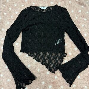 Primark Black Lace Bell Sleeve Blouse